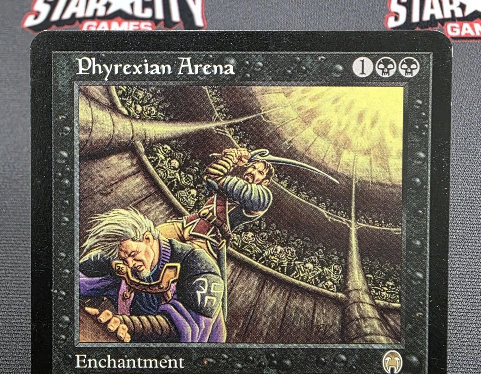 MTG Phyrexian Arena- DAMAGED - Signed -Apocalypse Magic the Gathering Card # 47 - Image 3 of 4
