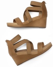DREAM PAIRS Womens Open Toe Elastic Ankle Strap Platform Wedge Sandals