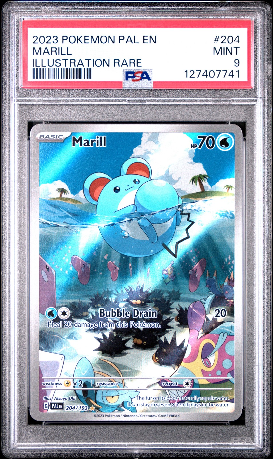 2023 POKEMON PAL EN-PALDEA EVOLVED ILLUSTRATION RARE #204 MARILL PSA 9