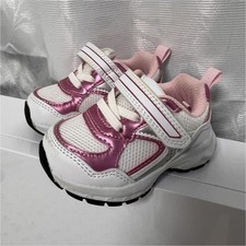 White Pink Baby Sneakers Lightweight Mesh Hook Loop Athletic Low Top