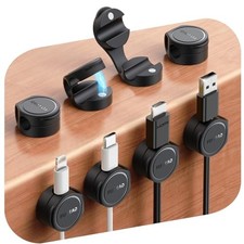 8-Pack Silicone Cord Organizer Magnetic Cable Clips, Adhesive Cable Black