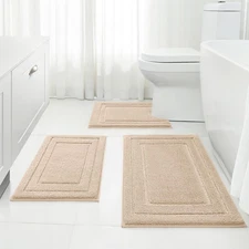 HOMEIDEAS Bathroom Rugs Sets 3 Piece, Super Soft and Absorbent Non Slip