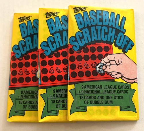 3--1981 TOPPS BASEBALL SCRATCH-OFF WAX PACKS OF 18 CARDS EACH--54 TOTAL CARDS