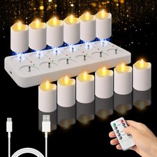 Rechargeable Flameless Tea Lights Candles with Remote Timer, 12 Pack 1.5" x 2...