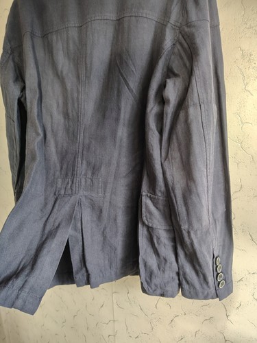 Armani Jeans Men Linen Jacket Pale Navy Size XL Chest42in Pre Owned Satisfactory - Picture 17 of 24