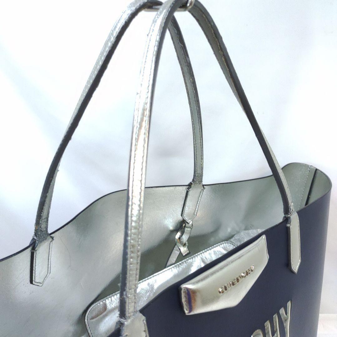 Givenchy Tote Bag Leather and PVC Large Logo A4 Size Shoulder Strap Navy Blue thumbnail 4