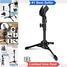 Desktop Mic Stand Portable Foldable Tripod with Mic Clip Holder Adjustable