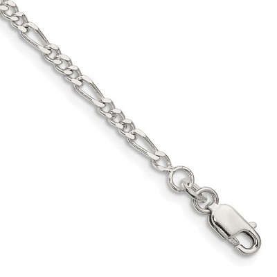 925 Sterlingsilber 2,5 mm Figarokette Halskette 7 Zoll Herren Damen