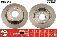 2X Bremsscheibe TRW DF2557 FüR E34 BMW 5Er Touring 518 520 24V 524 525 Tds 530