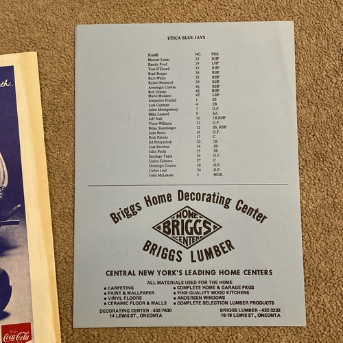Don Mattingly 1979 Oneonta Yankees Team Spielplan Programm RAR Unscored - Bild 4 von 6