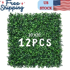 12 Pieces 20” X 20” Artificial Hedge Boxwood Panels Boxwood Hedge Grass Wall Gre