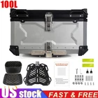 100L Silver Motorcycle Tour Tail Box Waterproof Trunk Luggage Storage Top Case