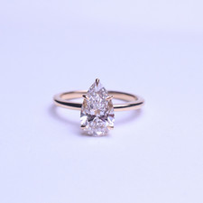 2 Ct Pear Cut Lab Created Diamond Solitaire Engagement Ring 14k White Gold