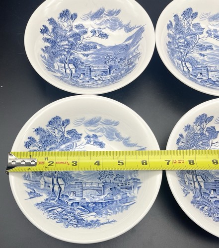 4 Enoch WEDGEWOOD Countryside Blue White 6.5" Cereal Bowls Vintage England - Picture 2 of 7