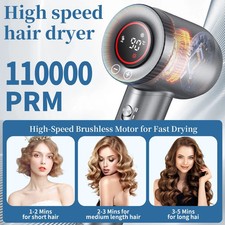 Professional Ionic Hair Dryer - Fast Drying Salon Blow Dryer Quiet  Lightweight
