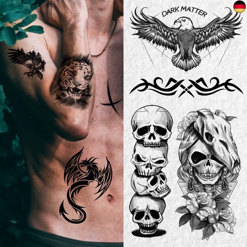 Leesgel 112 Blätt Temporäre Tattoos Erwachsene Männer, Fake Tattoo Aufkleber Kl - Bild 3 von 6