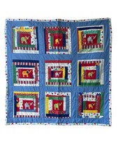 Handmade Striped Polka Dot Quilt Toddler Baby Blanket Elephant 39x39