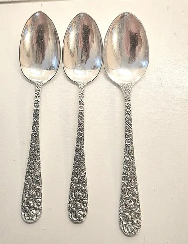 Sterling Silver Stieff Rose Spoons Set Of Three