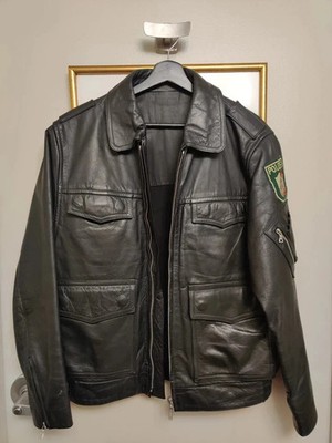 German Polizei Leather Jacket   Men s Classic Biker Style