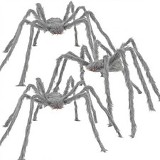 Halloween Giant Grey Spider 3 Pack 5Ft 4Ft 3.2Ft Realistic Large Scary Hairy ...