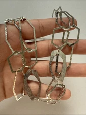 Silpada Make Connections Textured Sterling Abstract Links 35” Necklace - 34.3g