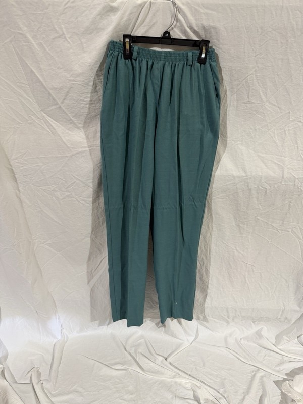 Alfred Dunner Women’s Blue Solid Pleated Front Dress Pants Elastic Waist 10