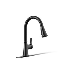 KOHLER Tyne Single-Handle Pull-Down Sprayer Kitchen Faucet in Matte Black