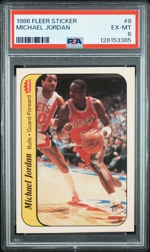 Michael Jordan Rookie Card Sticker 1986 Fleer #8 PSA 6 SHARP FRESHLY GRADED