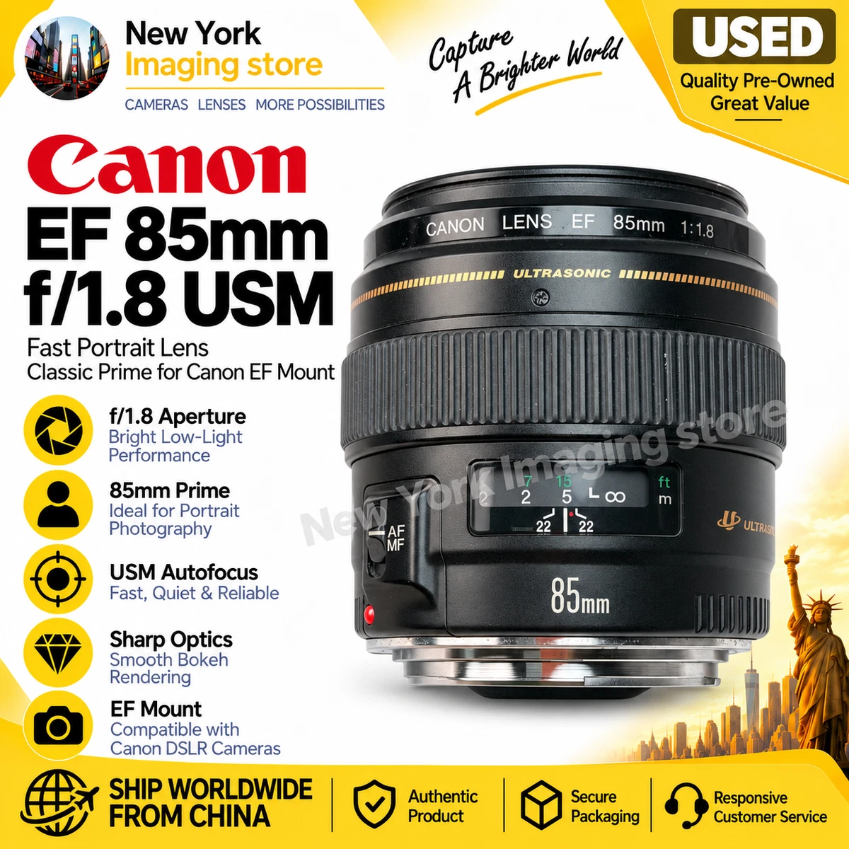 Canon 85mm f/1.8 Camera Lenses for sale - eBay