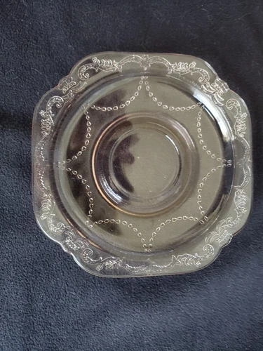 Depression Glass Pink Saucer Madrid Pattern 6" x 6"