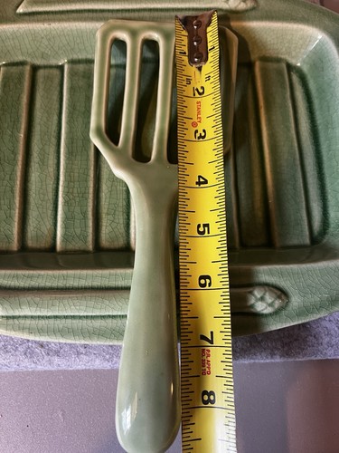 Vintage Majolica Asparagus Serving Dish With Spatula Made In Japan - Picture 8 of 12