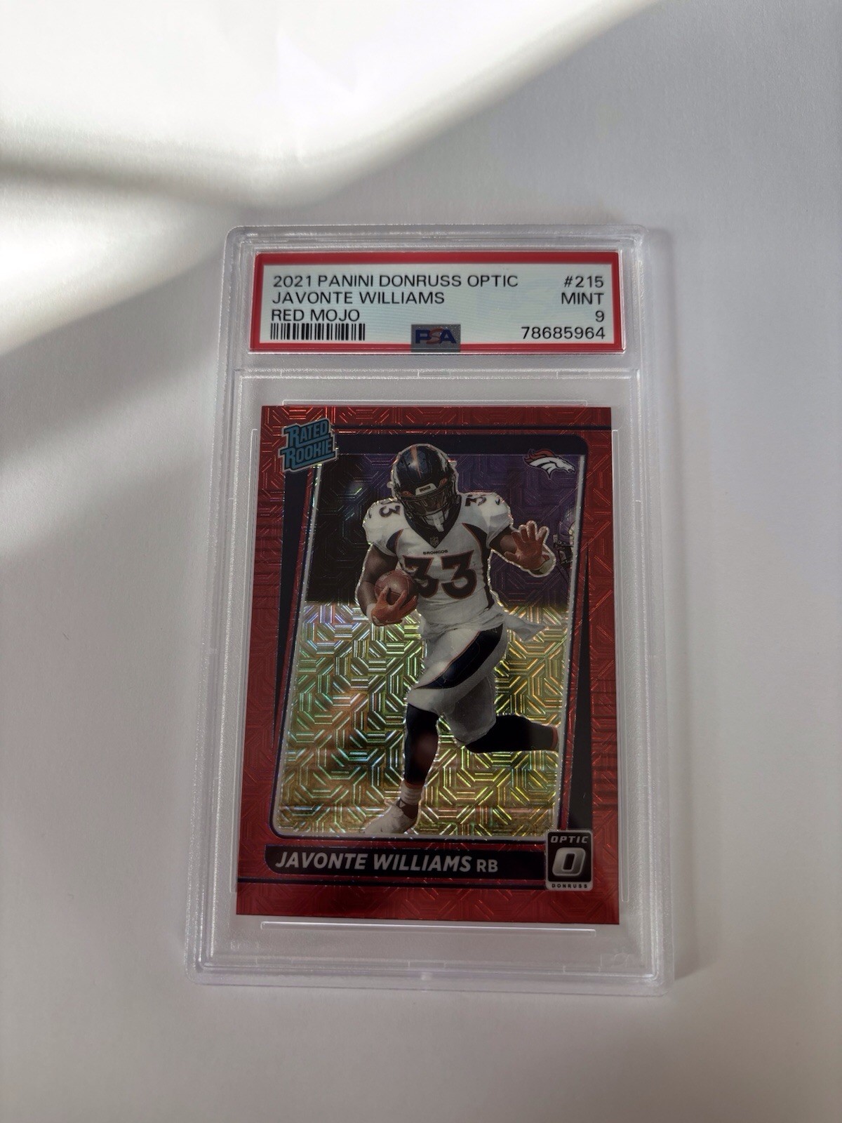 2021 Panini Donruss Optic Javonte Williams Red Mojo #215 PSA 9