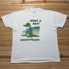 Vintage 90s 1996 What A Day Meassis Dragon Graphic T-Shirt USA Made - Size XL