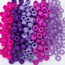 1000PCS 6X9Mm Pony Beads Bulk, 5 Styles Purple for Bracelets Making Kit, Kandi,