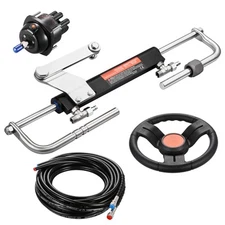 90HP Hydraulic Outboard Steering Kit 2x26ft Hoses Marine Boat Steering System