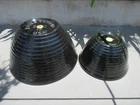 Vintage Bauer Ringware Black, Lot of Two Bowls with 9 1/2" and 6 3/4" Diameters