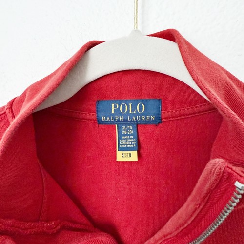Polo Ralph Lauren Boy's Size XL Red Half Zip Long Sleeve Pullover Sweater Logo - Picture 9 of 10