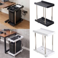 2-Tier PC Stand Computer Tower Stand Cpu Stand with Wheels Fits Most Under Desk
