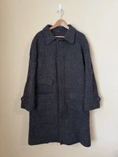 Drake’s London Herringbone Wool Double Breasted Raglan Coat Grey 42