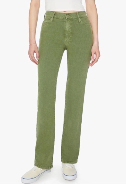 MOTHER The Kick It Straight Leg Denim Jeans 10005-413 - Olivine/Olive Green - 23