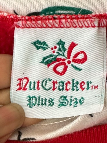 Vintage Nutcracker Red Christmas Sweatshirt Sz 3X Gift Wrapping Cats Print Art - Picture 4 of 9