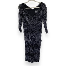 TADASHI SHOJI Leopard Print Graphite Gray Ruched Dress Size XS NWT Party