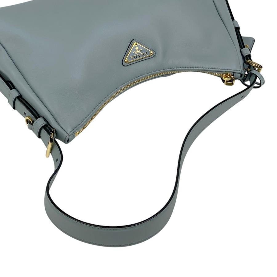 Prada Eme Medium Leather Shoulder Bag 1BC229 Gray with Dust Bag #BS352 thumbnail 10