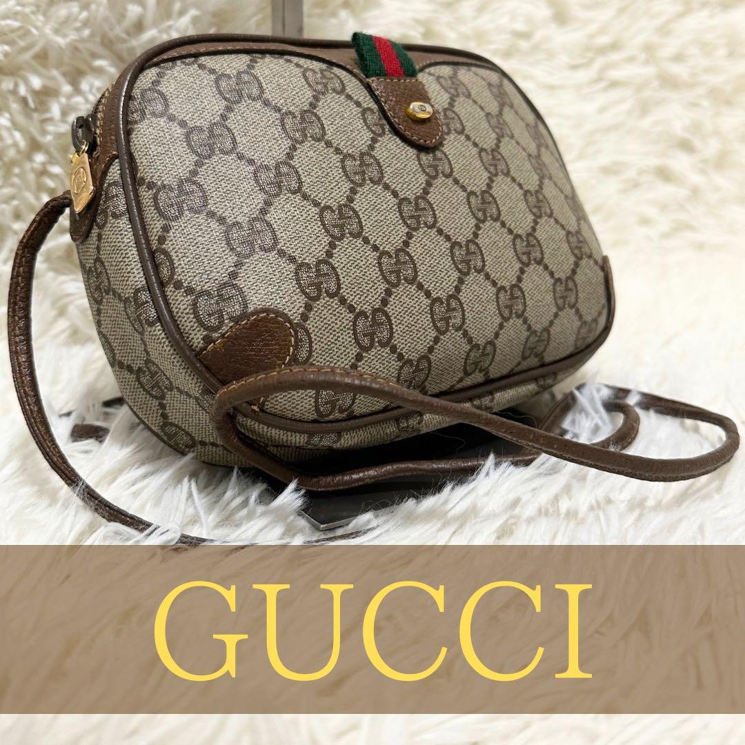 Vintage Gucci GG Monogram Leather Sherry Shoulder Bag