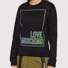 NEW Size 8 Love Moschino Logo Printed French Cotton Blend Terry Sweatshirt