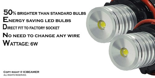 For BMW E39 White LED Angel Eyes Halo Ring Marker Light Bulbs (2x) - Picture 3 of 7