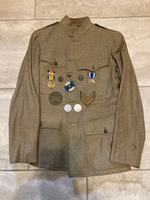 WWI WW1 US ID'd 51st Pioneer Infantry Uniform Tunic Group with Medals and Ring