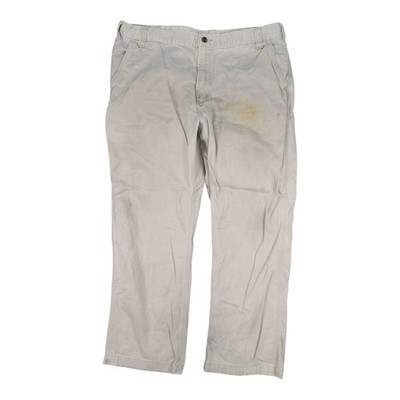 Carhartt Pants Mend 40 Beige Canvas Khaki Relaxed Fit Workwear B11 Size 40x28