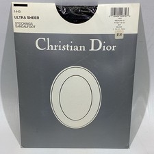 2 Pr Vintage Christian Dior Thigh High Stockings Size 10 Ultra Sheer NEW Black