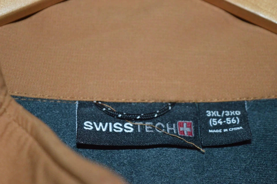 Swiss Tech Jacket Mens Size 3XL Tan Brown Soft Shell Full Zip Modern Outdoors - Image 2 of 4